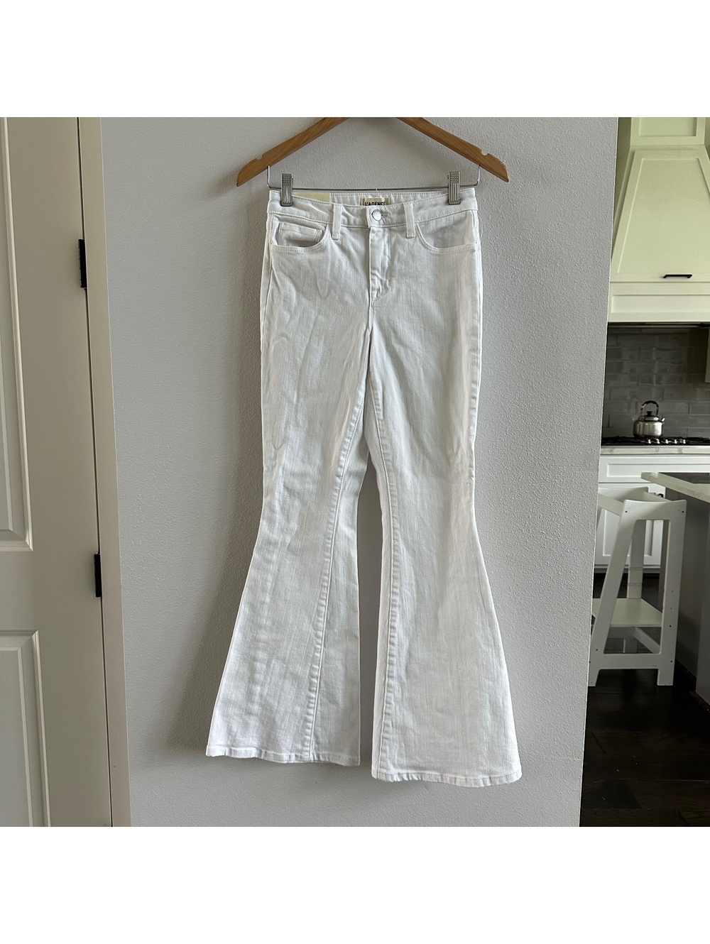 L'Agence Solana High Rise Big Flare Jeans Blanc White Size 25